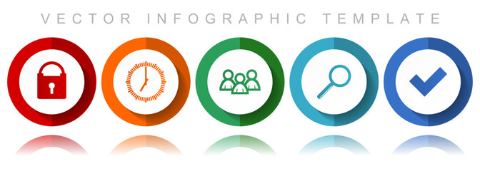 Aufkleber - Internet vector icon collection, miscellaneous icons such as padlock, watch, people, lens and vote, flat design infographic template in eps 10