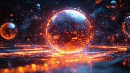 Glowing Data Sphere Abstract AI Concept Futuristic Technology Design