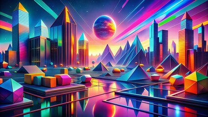 Poster - Abstract Futurist Background with Vibrant Colors and Dynamic Shapes for Modern Design Projects