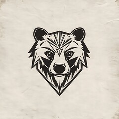 Poster - Geometric bear head on textured background.