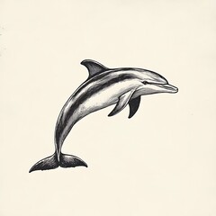 Poster - Hand drawn illustration of a dolphin jumping out of the water.
