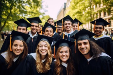 Poster - Group of diversity students graduation outdoors adult.