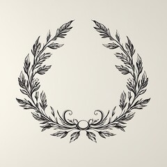 Poster - Hand drawn wreath with detailed leaves and swirls.