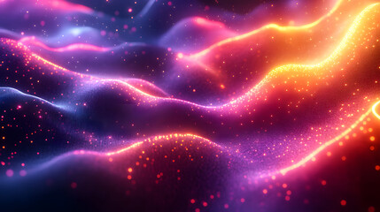 Mesmerizing 3D Render of Glowing Neon Abstract Wavy Holographic Shapes in a Vibrant Color Palette