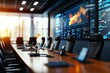 © Benjamin - Modern corporate meeting room displaying financial data on large screen