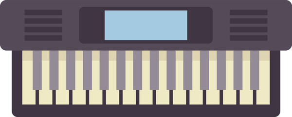 Poster - electronic keyboard synthesizer showing musical keys for playing music, composing and recording