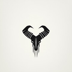 Poster - Stylized black and white bull skull icon.