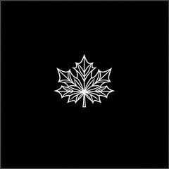 Poster - White outline of a maple leaf on a black background.