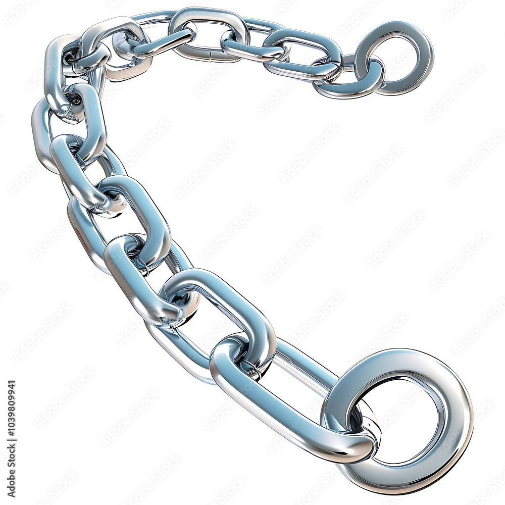 3D cartoon chain isolated white background, graphic element resource ...