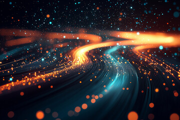Poster - Colorful swirling lights and particles creating dynamic abstract art