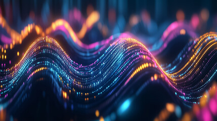 Poster - Vibrant data streams flow in colorful patterns, creating an abstract representation of digital interactions