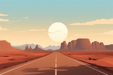 Poster - Highway landscape outdoors desert.