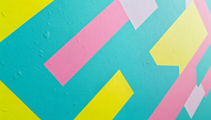 Wall Mural - Closeup of colorful teal, pink and lime urban wall texture. Modern pattern for wallpaper design. Creative modern urban city background for advertising mockups. Minimal geometric style, solid colors 
