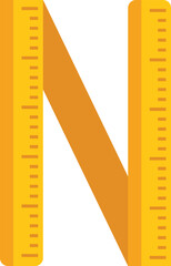 Poster - Yellow folding ruler forming letter n of the alphabet on white background