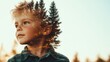 © Maximages  - A captivating double exposure of a child's silhouette blended with a serene forest scene, capturing the essence and wonder of nature and childhood innocence.