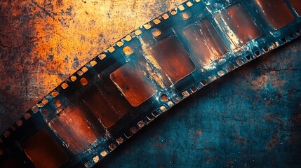 Poster - Nostalgic image showcasing film grain and a distressed texture with scratches adding character surrounded by a soft vignette border perfect for creating a classic retrostyle background