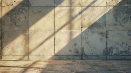 Poster - Empty Room with Concrete Wall and Natural Light Effects