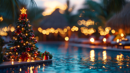 christmas, season, miniature, tropical, beach, ocean, sun, summer, summer christmas, resort, hotel, 