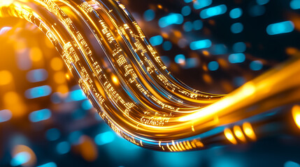 Poster - Glowing data streams twist and turn through a digital environment, showcasing intricate patterns and bright colors