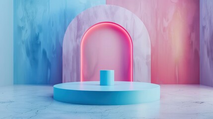 Poster - Minimalist Modern Podium in Vibrant Background