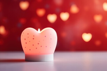 Canvas Print - Candle in hearts shape red illuminated celebration.