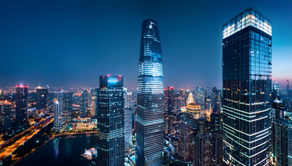 Aufkleber - Stunning nightscape of shanghai a glimpse into the future of urban architecture and innovation