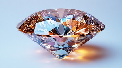 Poster - Radiant diamond with intricate facets sitting isolated on a white background capturing a rainbow of colors in its reflection exuding luxury and timeless beauty