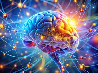 Poster - Brain Line Illustration for Mind Mapping and Cognitive Visualization in High Depth of Field
