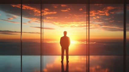 Poster - Sunset View from a Modern Building Interior