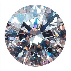 Fototapete - Sparkling diamond with a brilliant cut showcasing its facets in detail isolated on a white background reflecting light with dazzling clarity and brilliance