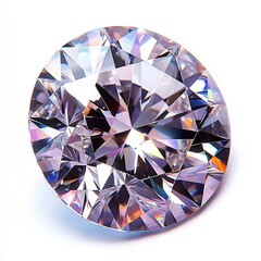 Poster - Sparkling diamond with a brilliant cut showcasing its facets in detail isolated on a white background reflecting light with dazzling clarity and brilliance