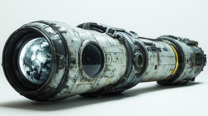 Wall Mural - a futuristic spaceship with a view of earth through a window, rendered in a white, minimalist style.