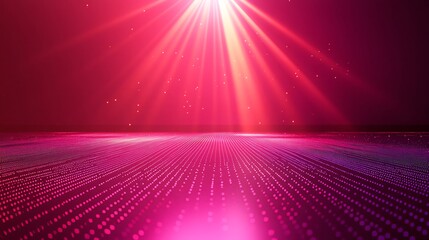 Poster - Striking metal shadow gradient studio abstract background with a bold magenta wall and floor radiating with dynamic light beams and laser sparkles ideal for showcasing luxury cars and electronics