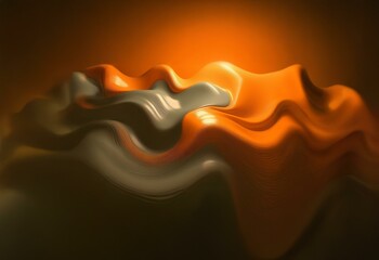 Poster - Abstract background with a wavy, three-dimensional shape in orange and gray.