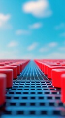 Poster - Automated Conveyor Belt with Red Products in Motion