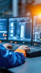 Poster - Engineers in Control Room Monitoring Factory Processes