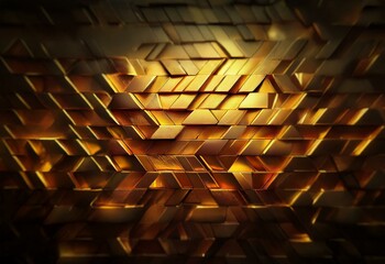 Poster - Golden geometric shapes arranged in a repeating pattern.