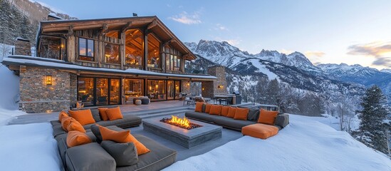 Wall Mural - Luxury Chalet with Mountain View