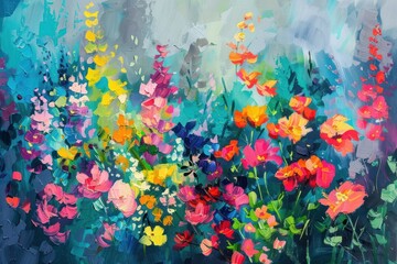 Poster - A peaceful garden painting flower outdoors.