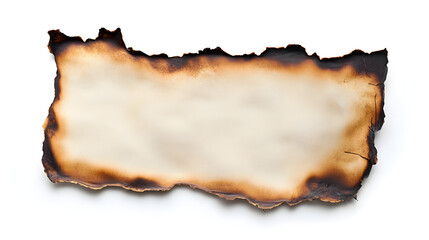 Canvas Print - A piece of old parchment paper displaying burnt edges, isolated against a white background