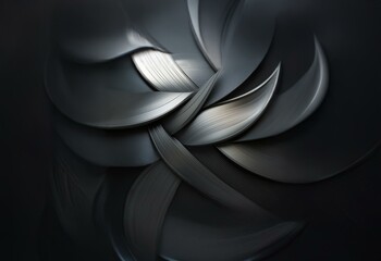 Poster - Abstract black and silver curves, abstract background, geometric shape,  pattern.