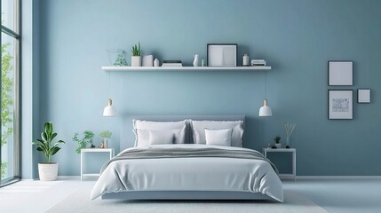 Sticker - Modern Bedroom Interior with Soft Color Palette