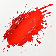 Aufkleber - vibrant red paint stain isolated on a stark white background the stain is thick and glossy with dyna