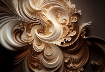 Poster - Abstract swirl of beige and brown, reminiscent of a flower or a shell.