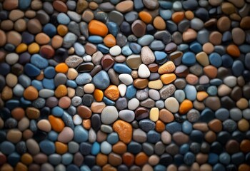 Poster - A close up view of many smooth colorful stones.
