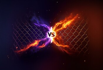 Aufkleber - A chain-link fence is split by a burst of light with fire on the right and smoke on the left.