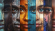 © ZaStock - A captivating display of diverse individuals’ faces painted in multiple colors, reflecting unity and cultural richness