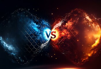 Aufkleber - A fiery clash of blue and red light, surrounded by a metal cage.