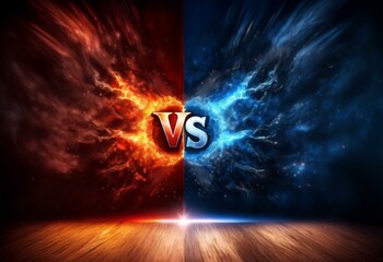 Aufkleber - A digital illustration depicting a fiery red and icy blue clash, with the word 