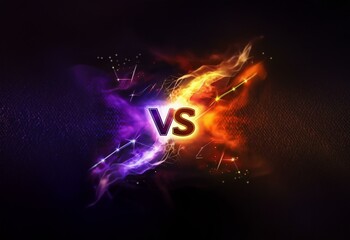 Aufkleber - A dark background with glowing purple and orange abstract shapes around a bold 
